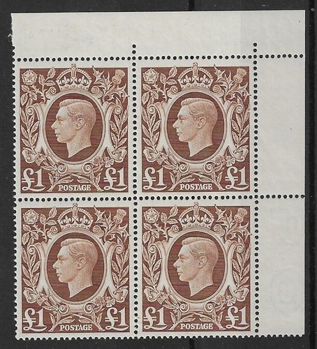 GB 1948 GVI £1 SG478c MNH Corner Block Cat£100+