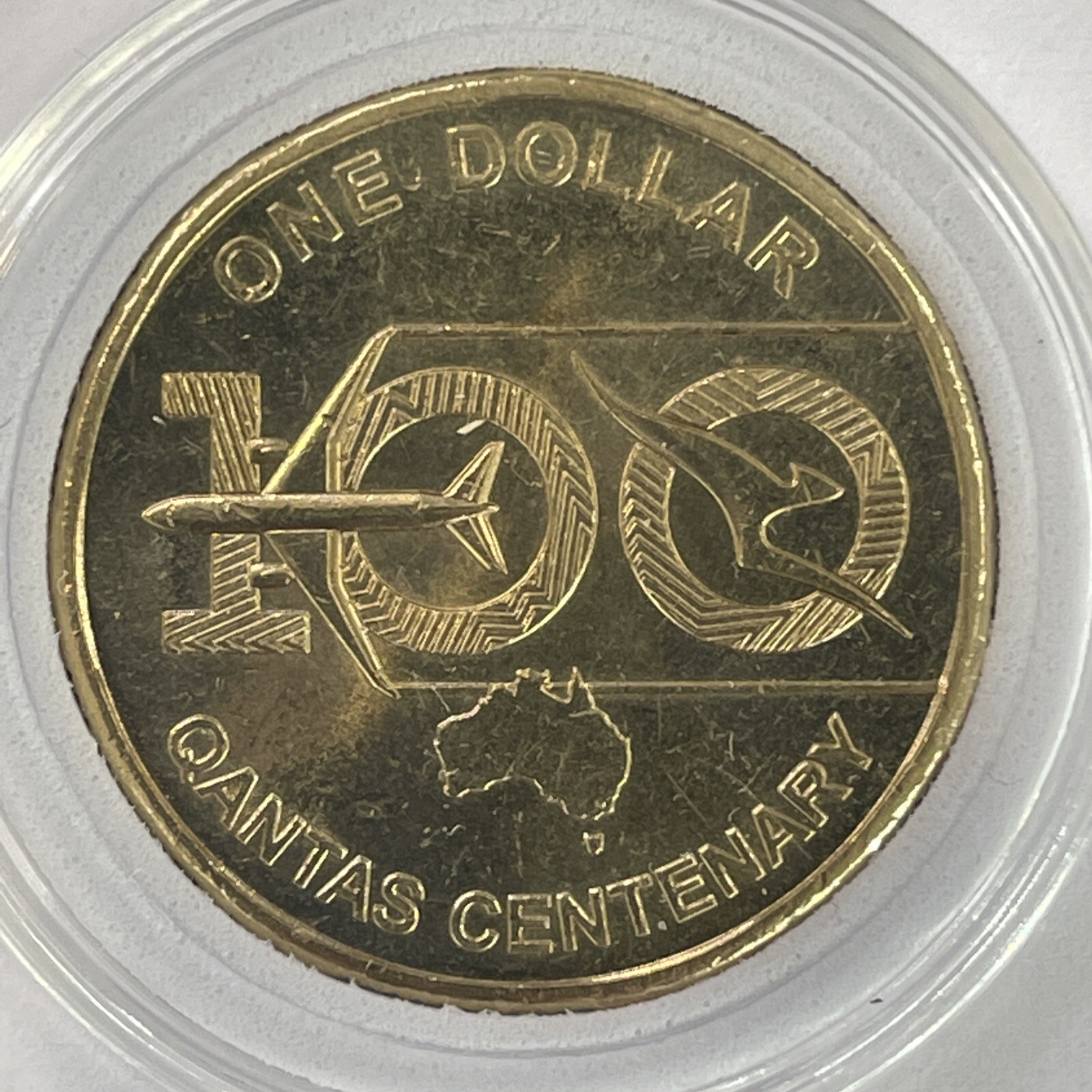 2020 QANTAS CENTENARY 1 COIN ONE DOLLAR COIN Ex Roll In Capsule 2020-qantas-centenary-1-coin-one-dollar-coin-ex-roll-in-capsule