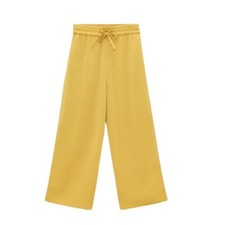 NWT ZARA SATIN EFFECT HIGH WAISTED BLOGGERS FAV MUSTARD YELLOW WIDE LEG PANT XS