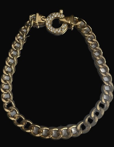 Collier Fantaisie Agatha Paris Vintage - Maille Métal Doré Avec Fermoir Strass, Occasion