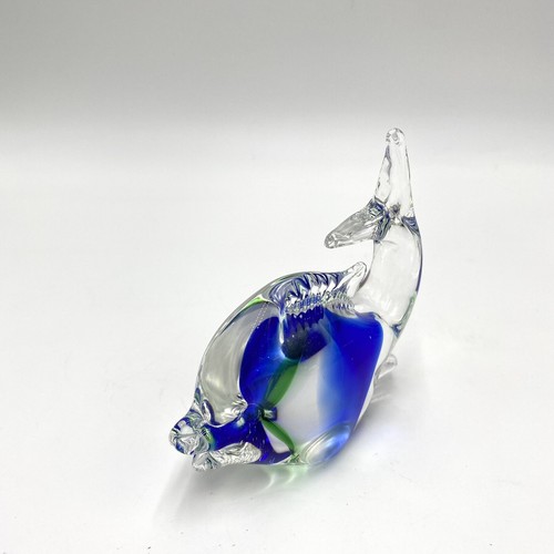 Gorgeous Hand-blown Green, Amp, Blue Murano Art Glass Fish - Picture 2 of 11