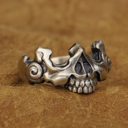 Cupronickel Half Skull Face Ring Biker Punk Jewelry CP275A US Size 7~15 BZ - Picture 14 of 29