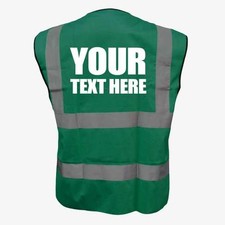 CUSTOM PRINTED HI VIZ VIS VEST PERSONALISED SAFETY REFLECTIVE WAISTCOAT COLOURS