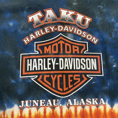 taku　Harley-Davidson Eagle Print Vintage Harley Davidson Flaming Eagle Taku Alaska All Over Print T