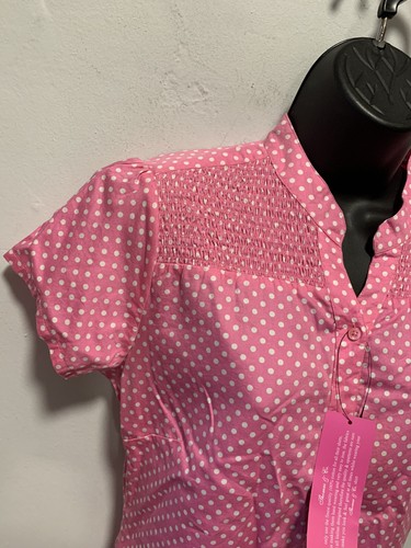 Thomas & Co Pink polka Dot blouse size 10/12 New with tags 100% Cotton - Picture 5 of 10