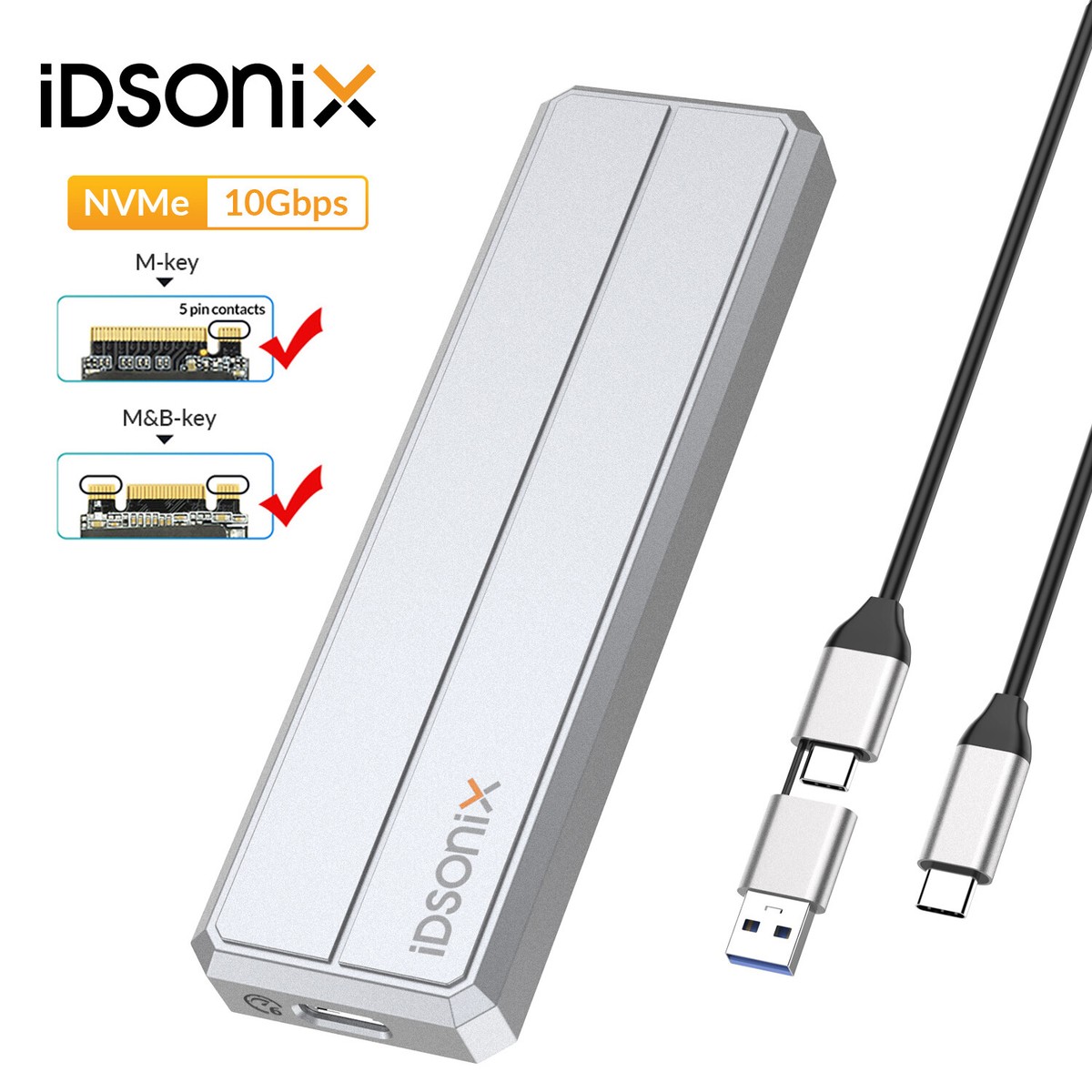 Chiuso M.2 NVMe/SATA IDsonix USB 3.2 20Gbps - Adattatore SSD Esterno