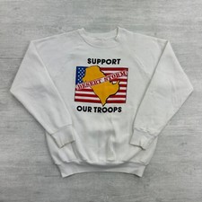 Vintage 90s Desert Storm Sweatshirt Size Medium White Military Crewneck USA