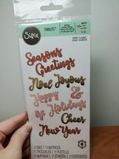 SI1 Sizzix Thinlits Jen Long Christmas Phrases #2 11 pc die set new