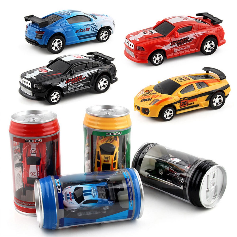 Coke Can Mini Cans RC Car with Roadblocks Plastic Micro Racing Car for Kids Boys