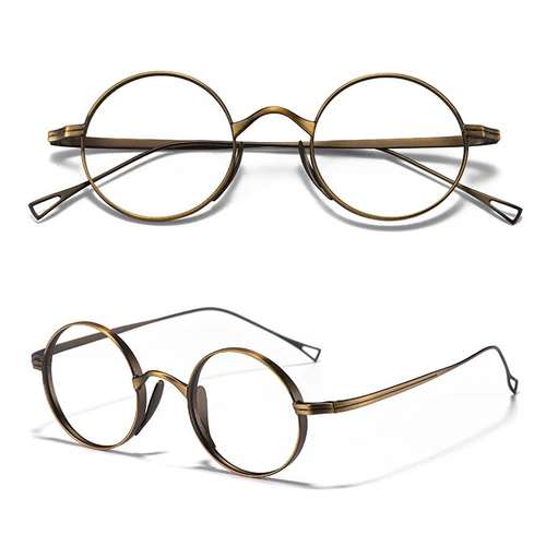 Retro Round Pure Titanium Glasses Women Full Rim Vintage Eyeglass Frames Men - Picture 15 of 22