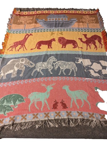 Vintage 90s Goodwin Weavers Throw Blanket 64x48” Tapestry Tennis