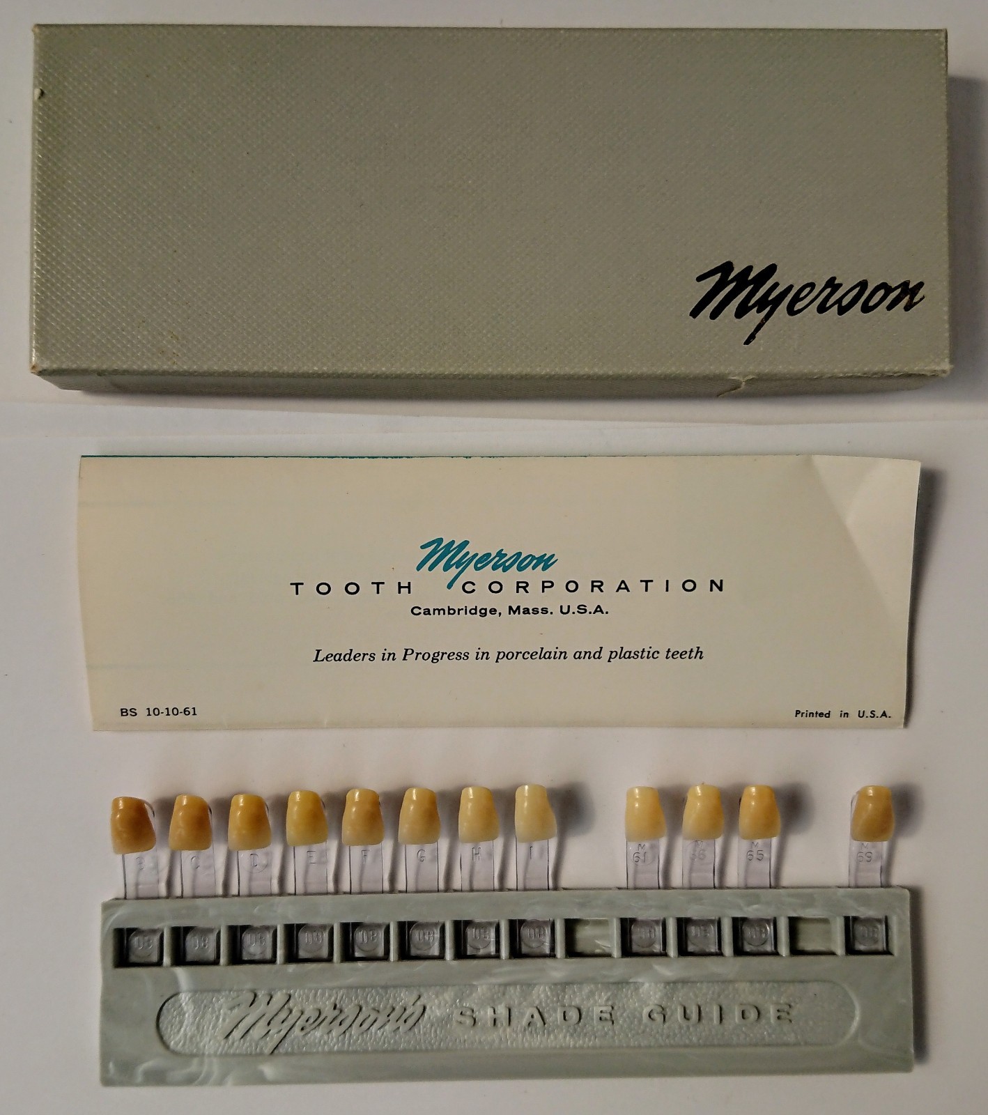 Vintage Dental Teeth Shade Guide Myerson Tooth Corporation eBay