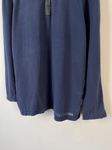 Valentino Jeans Vintage Men Blue Y2K Cotton 1/4 Zip Sweatshirt Italy Size L - Picture 4 of 13