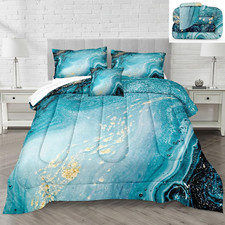 Teal King Size Comforter Set Turquoise Comforter Set Abstract Blue Gold Marble T