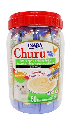 INABA Churu Lickable Creamy Purée Cat Treats Tuna Recipe and Chicken Recipe C...