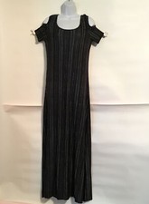 Exist Dress Extra Long Black Striped Short Sleeve Pullover Womens Size S New