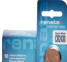 Twenty (Two Boxes of 10) Renata CR2430 Battery 3V Lithium Coin Cell Batteries
