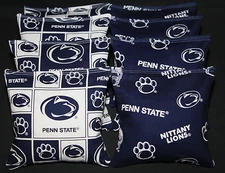ALL WEATHER Cornhole Bean Bags made w Penn State Lions fabric Waterproof Resin