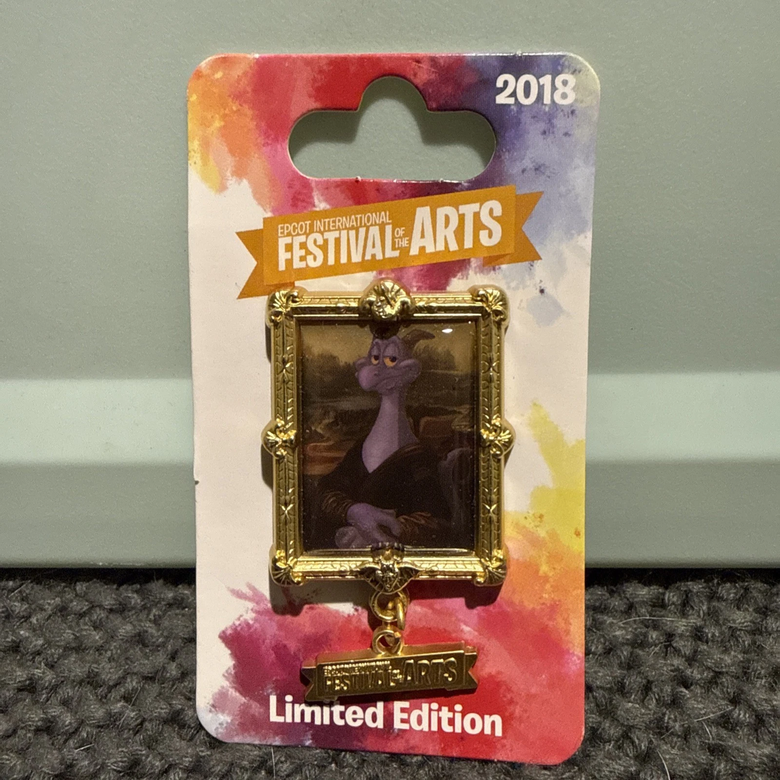 Disney 2018 Epcot Festival Of The Arts Figment Mona Lisa Dangle Pin LE 2500