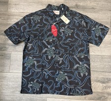Kahala Men's Aloha Shirt NWT Black Sea Turtle Octopus Hawaiian Size Small