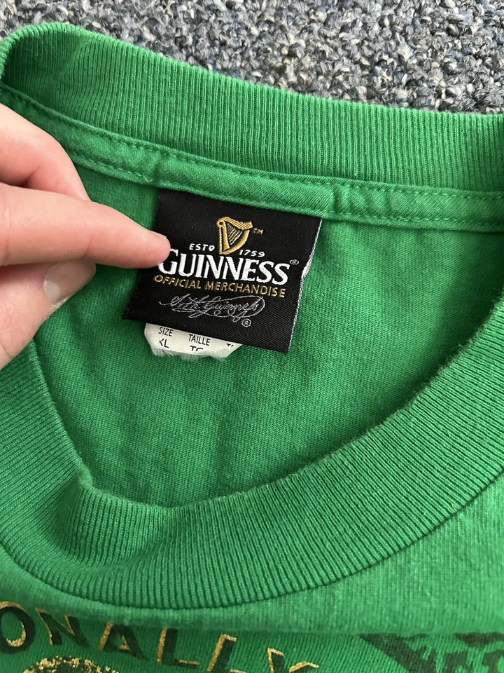 Camisa Guinness Cerveza Irlandesa Alcohol Vintage Años 90/Y2k Verde Grunge Streetwear, XL Foto 4 de 4