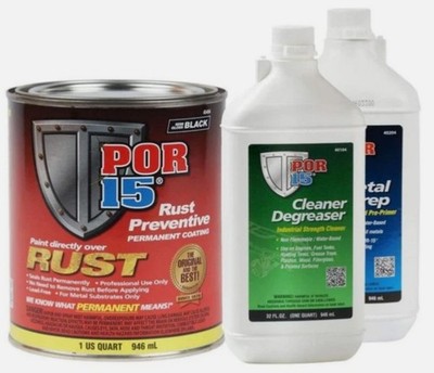 POR-15 45404+40104+40204 (SEMI GLOSS BLACK Super Starter Kit Rust Preventative)
