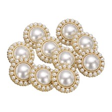 10Pcs, Pearl Gold Metal Sewing Buttons 18mm Round Women Coat Buttons #10