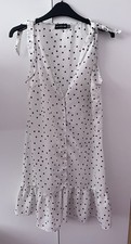 PLT White & Black Spotty Mini Dress Long Top Size 10