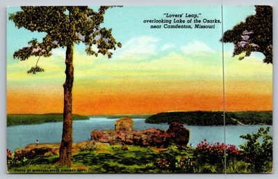 Vintage Lovers' Leap Lake of the Ozarks Postcard Missouri Scenic View