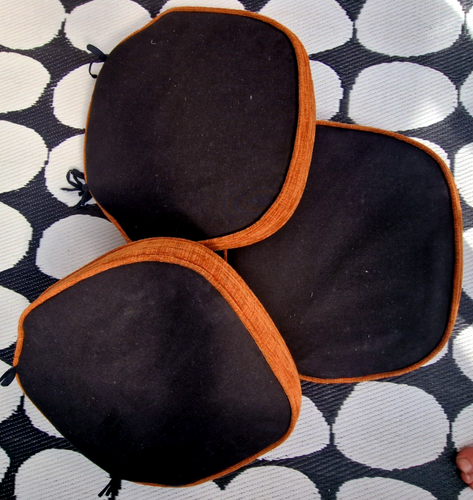 Almohadillas de asiento de espuma tapizadas vintage 'x3' sillas retro Ercol naranja *** - Imagen 2 de 12