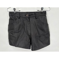 Vintage Leather Limited Black Genuine Soft Leather High Waisted Shorts Womens 8