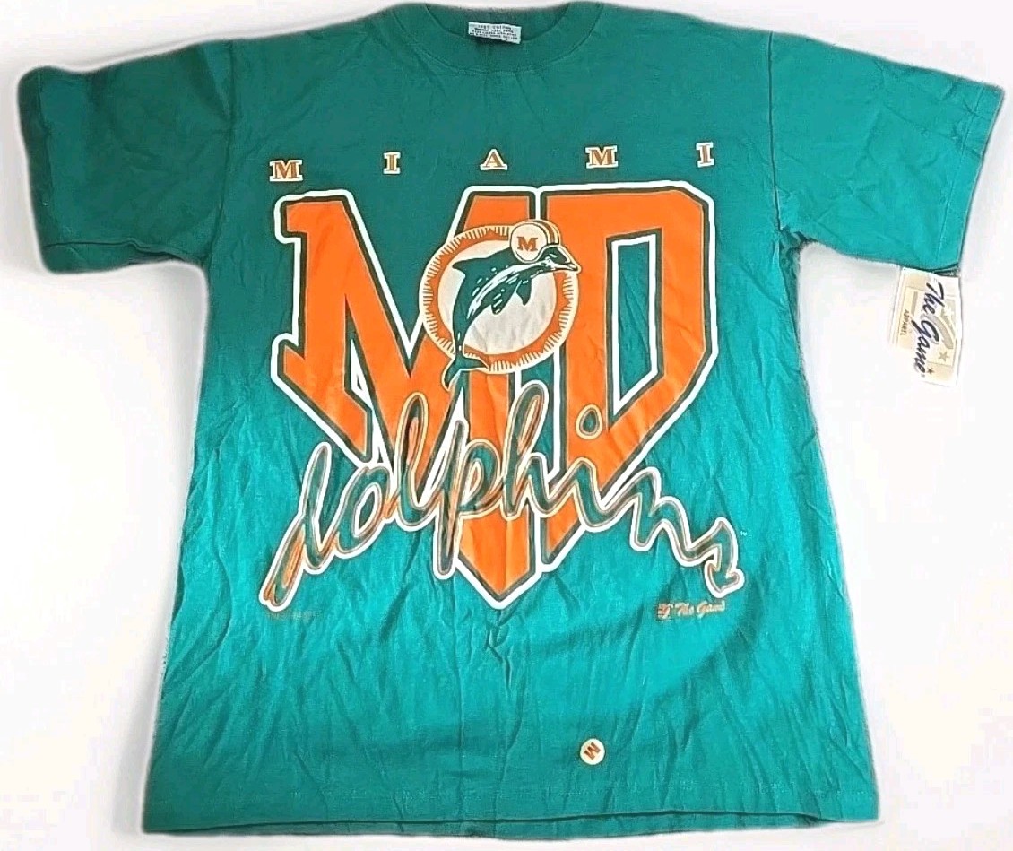 VTG Miami Dolphins Shirt  Medium Green NFL Football Graphic Print 90s New NWT