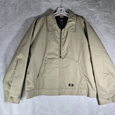 Dickies Eisenhower Jacket Mens Size XL R Beige Full Zip Quilt Lined Pockets Work