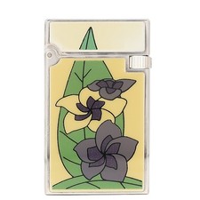 S.T.Dupont Lighter Metal Plumeria Blue White Ignition Verified Used