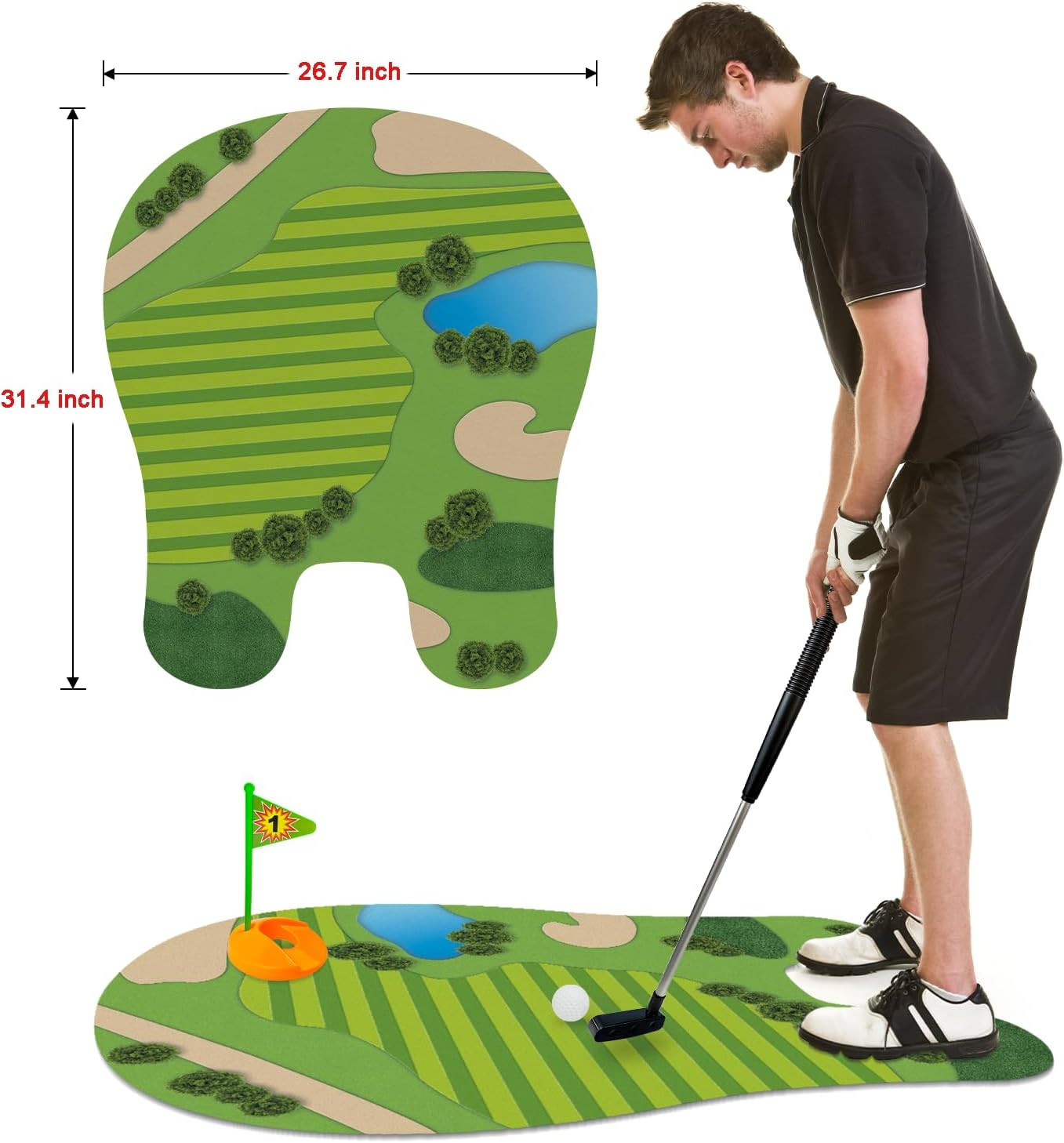 Funny Mini Golf Gag Gifts for Men Golfer, Toilet Golf Bathroom Game for Adult...