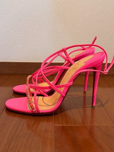 Christian Louboutin Sandal Heel Spike Cross Pink Size EU 37 US 6 Women - Picture 2 of 5