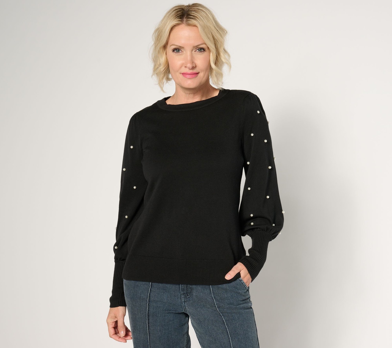 Belle by Kim Gravel Women's Top Sweater Sz L Class & Sass Miss Jo Black A674040