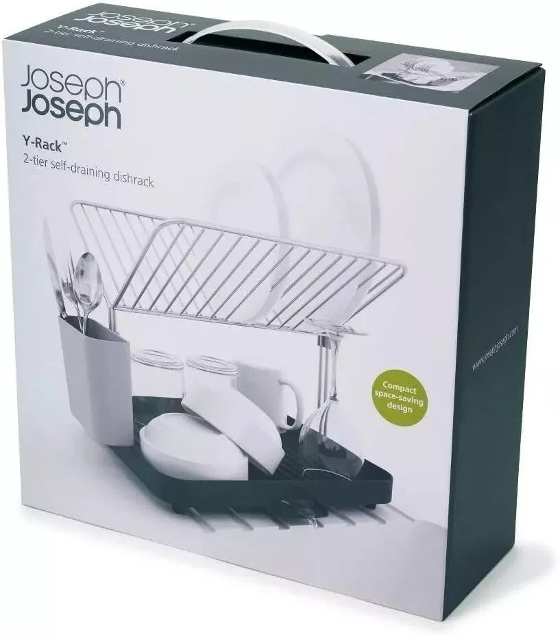 Joseph Joseph Y Rack Compact 2 Tier Self Draining Dishrack Grey (Factory Second)