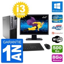 PC Lenovo M81 SFF Ecran 22" Intel i3-2100 RAM 8Go Disque 500Go Windows 10 Wifi