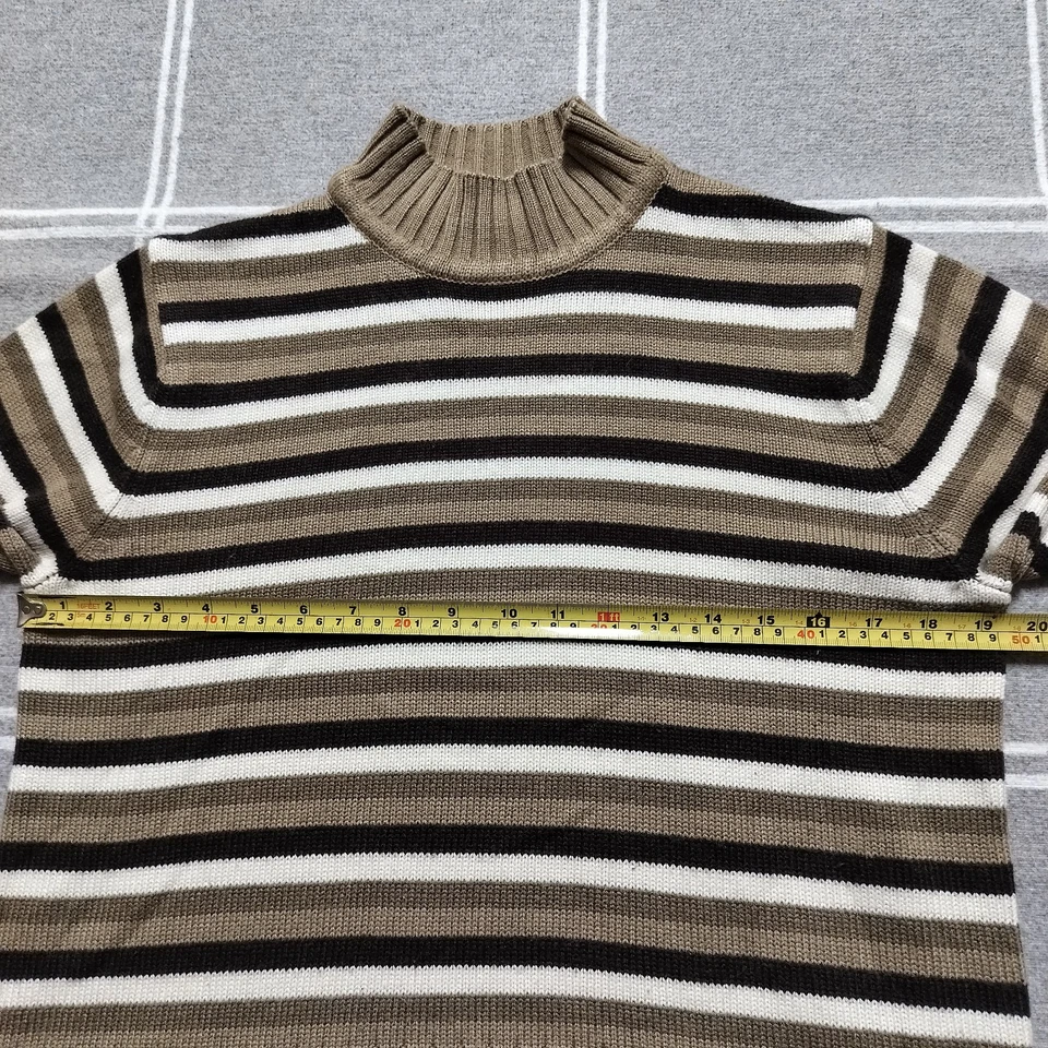 Norton McNaughton Women's Large Brown Striped Funnel Neck Acrylic Sweater Cozy - Image 4 of 4