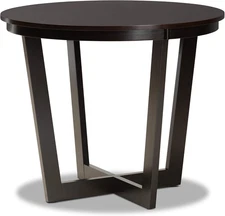 Alayna Modern and Contemporary Dark Brown Finished 35-Inch-Wide round Wood Dinin