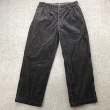 Vintage Polo Ralph Lauren Pants Mens 35x32 Gray Corduroy Pleated Straight Leg