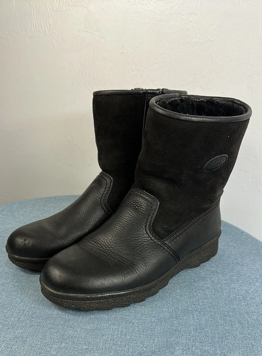 Tecnica Black Comfort Winter Leather Suede Zip Up Boots Size 11