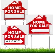 3 Pcs 12 X 16 Inches Home for Sale Signs with Stakes Double Sided Home for Sale