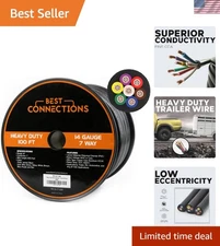 Versatile 100 Ft 7 Way Trailer Wire - Weatherproof 14 Gauge Electrical Extension