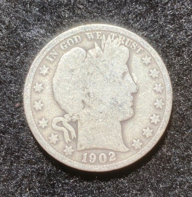 1902 Barber Silver Half Dollar VG FINE VF Coin Money Barter Prepper Investment