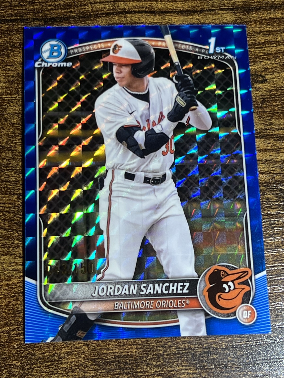 JORDAN SANCHEZ 2025 Bowman Chrome #BCP-208 Orioles Blue Geometric Refractor /150