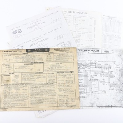 Lot Of 6 Chevrolet Judging Guidlines Wiring AEA Tune-up System Card 1955-56 1978