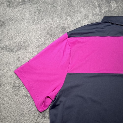 NWT Nike Golf Men’s Dri Fit Short Sleeve Golf Shirt Pink/Grey SZ L Hendricks Gin - Picture 18 of 19