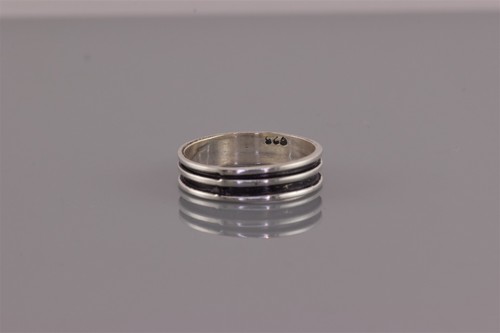 Anillo de plata de ley 925 con triple borde de 5 mm talla: 8 - Imagen 4 de 8